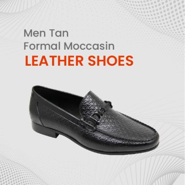 Men Tan Formal Moccasin Lather  Black Shoe - FMF