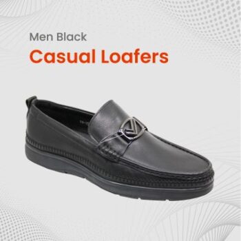 Men Black Casual Loafers- FMF